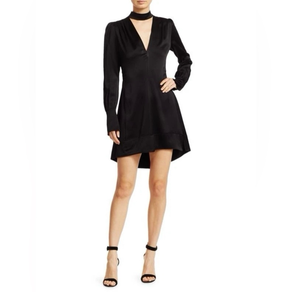 A.L.C. Black Cut-Out Mini Garrison Satin Long Sleeve Dress Size 6 NWT MSRP $595